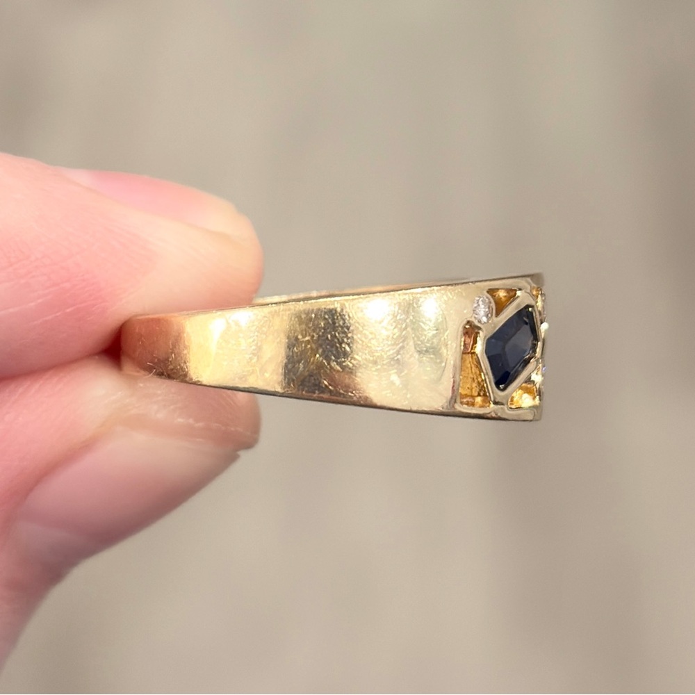 Vintage 14K Natural Precious Gemstone Ring Ruby Sapphire Emerald Diamond 7.5 - Picture 15 of 17